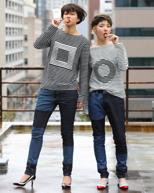 ○△□ white【ボーダーロングTシャツ】