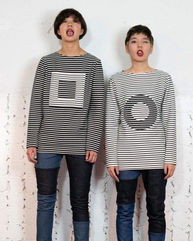 ○△□ white【ボーダーロングTシャツ】
