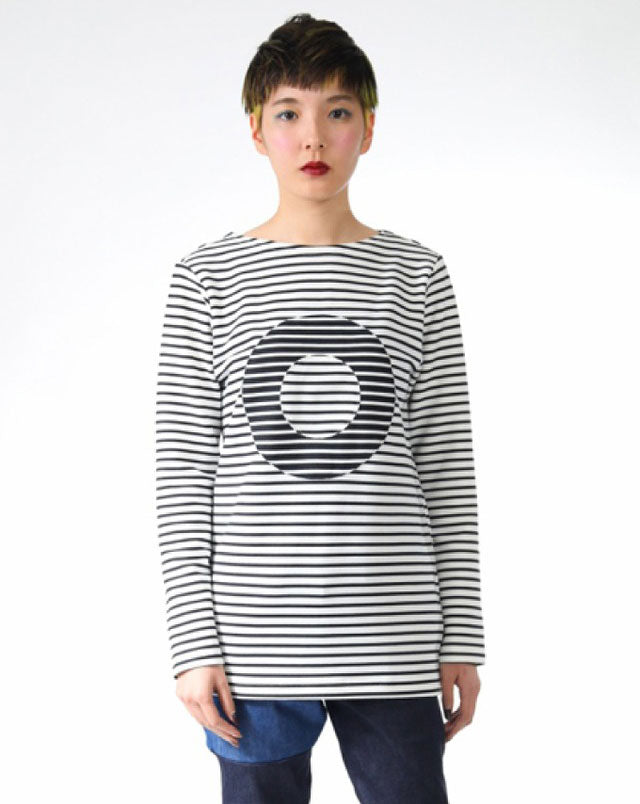 ○△□ white【ボーダーロングTシャツ】