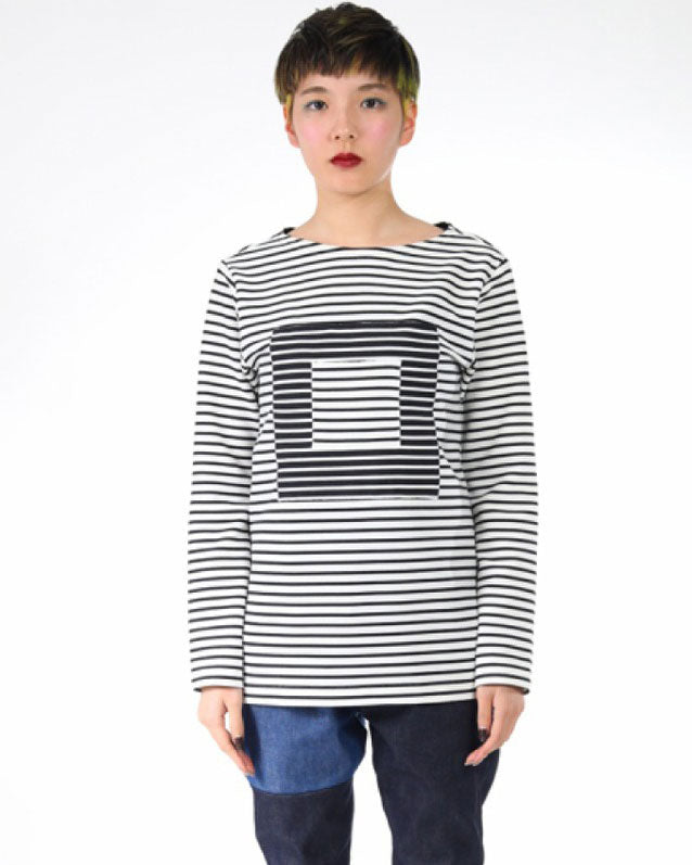 ○△□ white【ボーダーロングTシャツ】